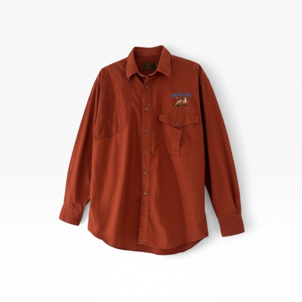 Browning Super Naturals Mens XL Burnt Orange Cotton Shooting Shirt Mallard Duck